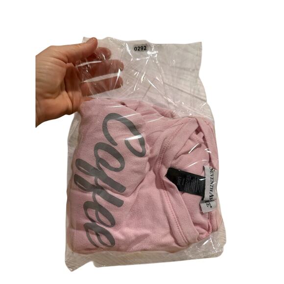 Super soft “Coffee Please” seventh ave pink sweatshirt warm winter pink sz Large - Picture 6 of 6